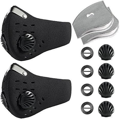 Activated Carbon Dustproof/Dust Mask - Filter Cotton Sheet and Valves for Exhaust Gas, Pollen Allergy, PM2.5, Running, Cycling, Outdoor Activities