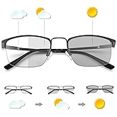MIRYEA Photochromic Transition Progressive Multifocus Reading Glasses Spring Hinges UV400 Sunglasses Anti Glare Sun Readers