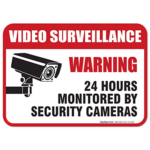 (6 Pack) 24 Hour Video Surveillance Sign, 2�x3�