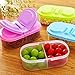 OUNONA Snack Containers 2compartment Food Storage: 4Pack Green Cover Food Containers Divided Snack Boxes Two Sections for Snacks On the Go for Work and Travel