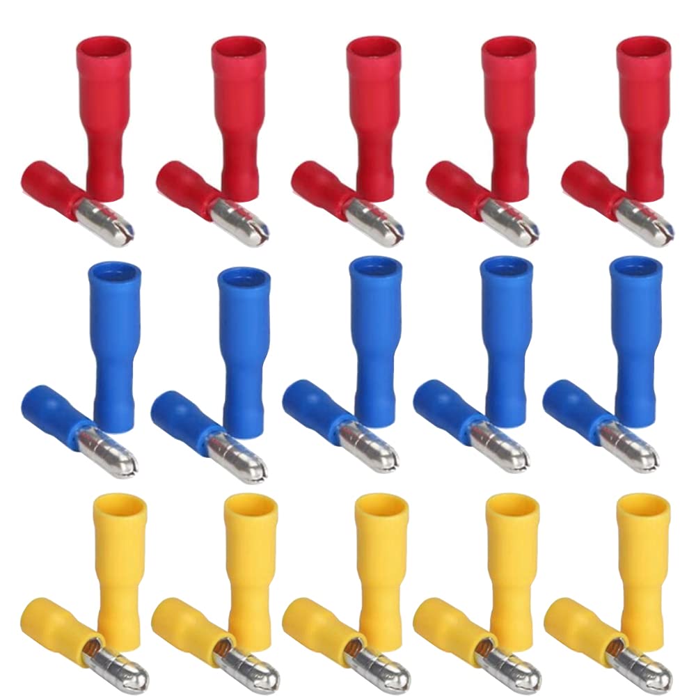 Ruidee 160Pcs Insulated Male/Female Bullet Connector Electrical Bullet Butt Terminals Quick Splice Wire Crimp Connectors Kit Red,Blue,Yellow（UPZZ)