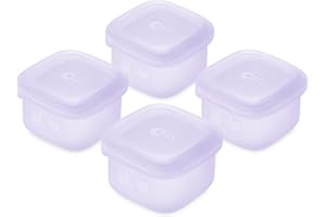 Olababy Clear Sense Silicone Storage Containers 4pk for Baby Food, Snacks, Formula, Puree, Sauce & More | Micro Plastic & BPA-Free | Daycare Essentials for Toddlers and Kids (Lilac, 2 oz / 60 ml)