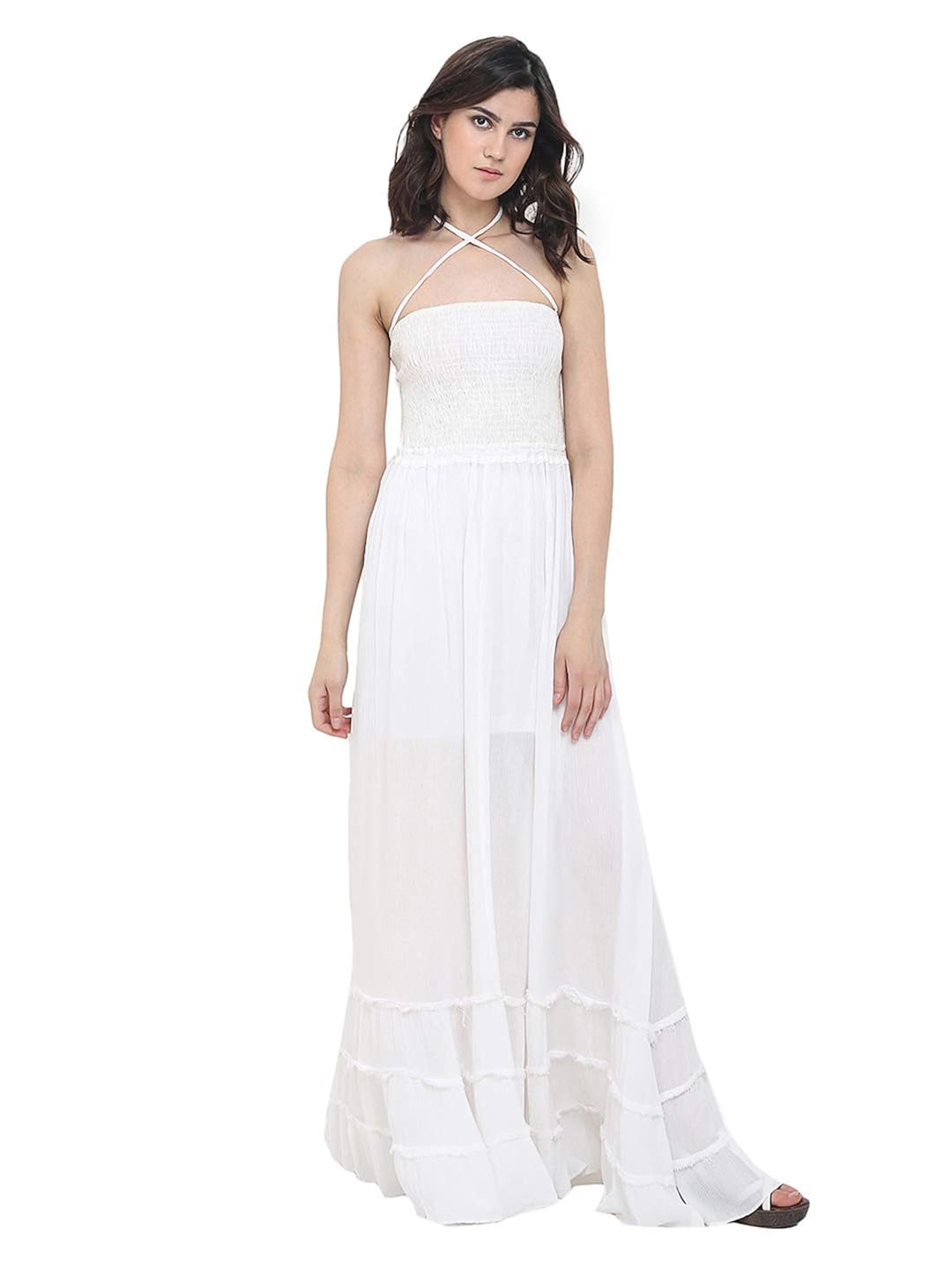 backless dress white