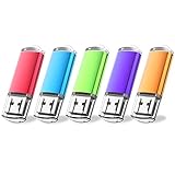 JUANWE 5 Pack 4GB USB Flash Drive USB 2.0 Thumb Drives Jump Drive Fold Storage Memory Stick Pen - Blue/Purple/Pink/Green/Orange(4GB,5 Mixed Color)