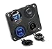 Cllena Dual USB Socket Charger 2.1A&2.1A + LED Voltmeter + 12V Power Outlet + ON-OFF Toggle Switch Four Functions Panel for Car Boat Marine RV Truck Camper Vehicles GPS Mobiles (Blue)