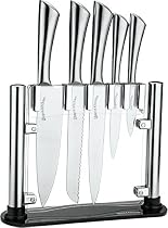 Utopia Kitchen Stainless Steel 6 Piece Knives Set (5 Knives plus and Acrylic Stand)
