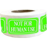 500 Pcs Not for Human Use Label Stickers,2X1 Inches Industrial Labels Permanent Adhesive Labels Per Roll