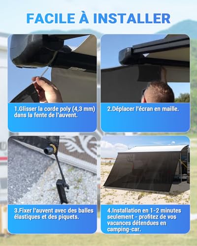 SUPAREE Sun Shade Awning Camping Car Sun Shade Caravan Wall Awning Camping Car Sun Blocker UV Protection Windshield Awning for Van RV 12ft x 8ft