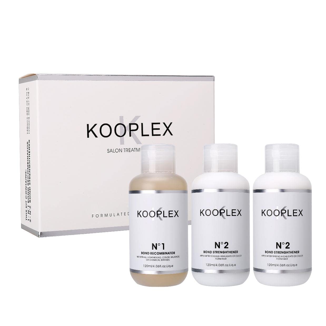 Kooplex Salon Bonding Treatment Kit for Bleaching and Colouring & Keratin Protection for All Hair Types, No1 (120ml) & No2 (240ml)