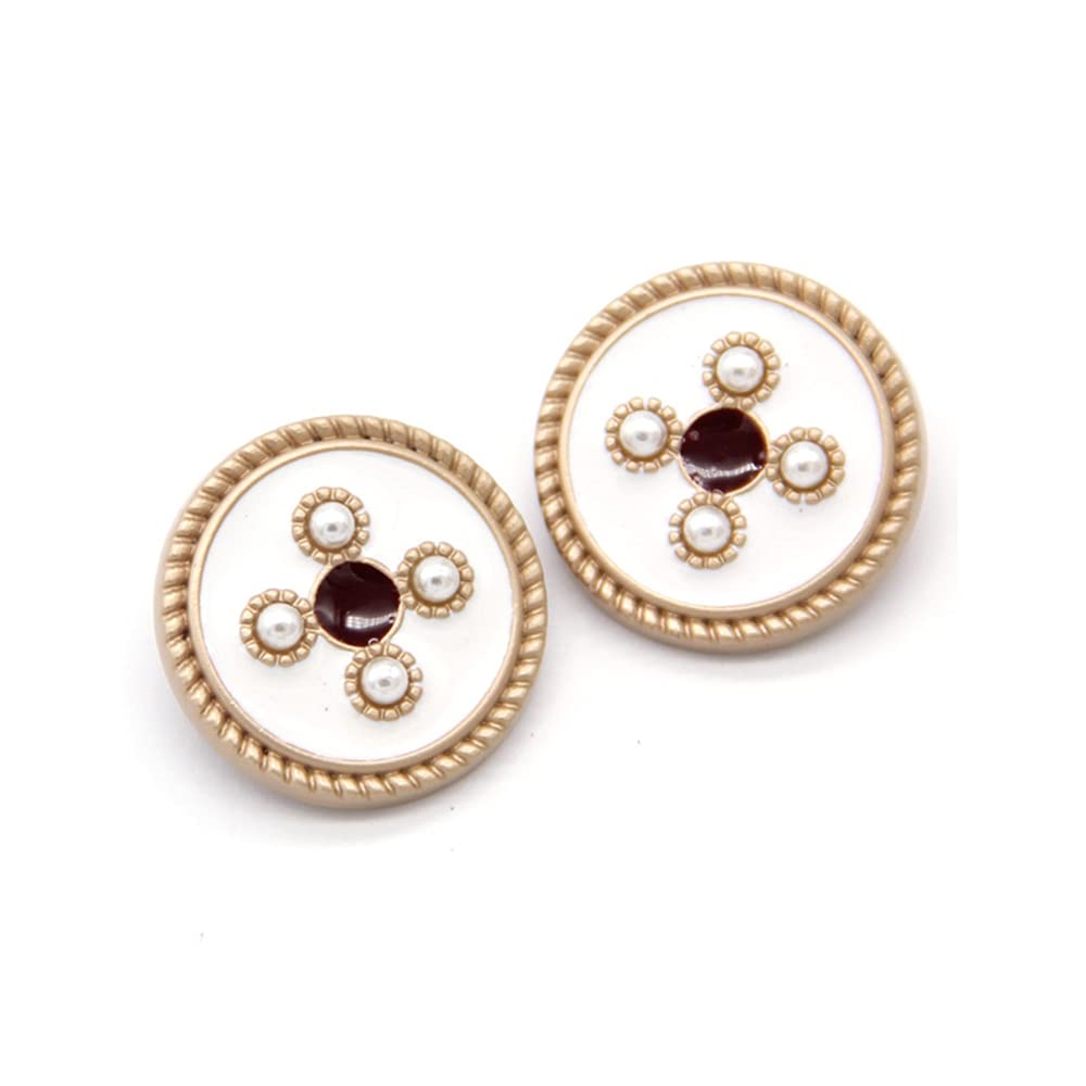 Photo 1 of 5 PCS Vintage Pearl Gold Metal Women Coat Buttons for Clothing Garment Decorative Large Buttons Sewing Accessories (#2, 30mm)
