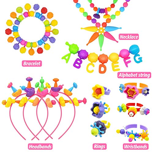 BigOtters Pop Beads, 500PCS+ Kids Pop Snap Beads Set DIY Jewelry Making Kit Toys to Make Hairband Necklaces Bracelets Rings Art & Craft Creativity Toys for Girls Christmas Birthday Gifts