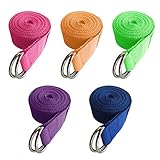 Uheng 5-Pack Yoga Exercise Adjustable Straps 8Ft OR 10Ft with Durable D-Ring for Pilates & Gym Workouts Yoga Fitness | Hold Poses, Stretch, Improve Flexibility & Maintain Balance (Random Color)