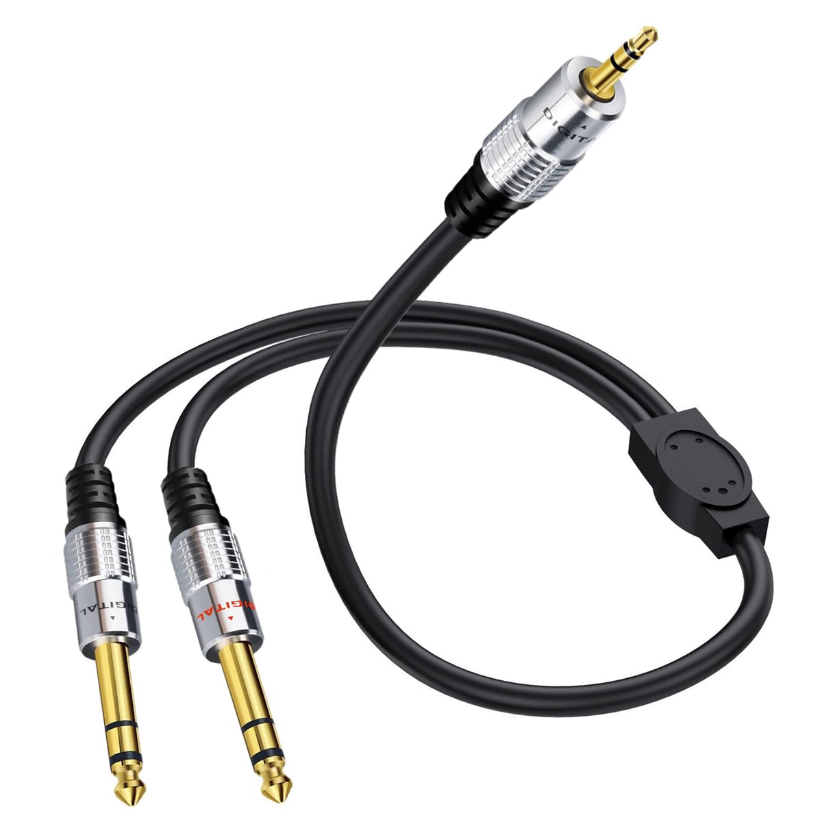 3.5mm to 6.35mm Stereo Cable, 3.5mm TRS to Dual 6.35mm TRS Stereo Y Splitter Cable, 1/8 inch Male Stereo to Dual 1/4 TRS Male Audio Cable for Tablets Players Headphone
