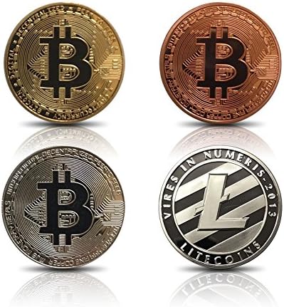 Bitcoin Gold Plated - Bitcoin Coin Decorations Includes Gold, Silver, and Bronze Color 3 Pieces- Fine Gold Bitcoin Commemorative Round Collectors Coin Set - Crafted Polished Mirror Finish (Type B)