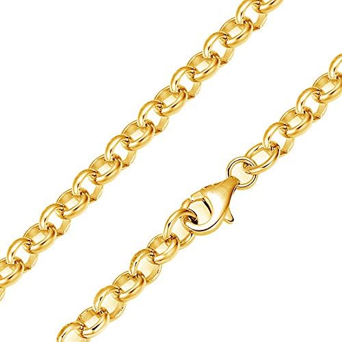Atyou Womens Mens Cable Chain 3mm Titanium Steel Gold Plated Necklace Link Chain (24 Inch)