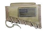 M1Surplus Tan Cheek Rest With Stock Riser + PATRIOT USA FLAG Morale Patch + Accessory Pouch Fits Winchester 70 Lee Enfield Mauser 98 Remington 700 770 7 Mossberg ATR MVP (Flex + predator models) Rifle