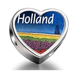 Loyallove Travel Holland Heart Photo Charm Beads Bracelets