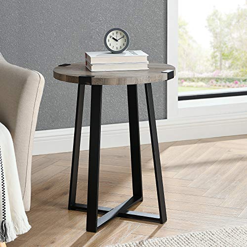 Walker Edison Anastasia Modern Metal Wrap X Base Accent Table, 18 Inch