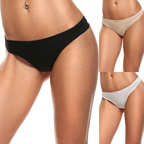 Vansop Sexy Soft Breathable Women's Thong Panties Underwear Assorted 3 Pack Panty