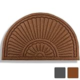 Mibao Half Round Entrance Door Mat, 24 x 36 inch Winter Durable Large Heavy Duty Front Outdoor Rug, Non-Slip Welcome Doormat for Entry, Patio