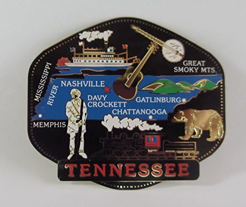 Tennessee State MAGNET Brass Souvenir Travel Gift Nashville Gatlinburg Chattanooga