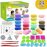 SySrion Air Dry Clay, 24 Colors Ultra Light Modeling Clay Magic Crafts Kit with Vegetables and Fruits Modes