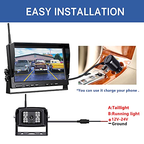 10'' 1080P Wireless Backup Camera System, 10 Inch DVR Dual