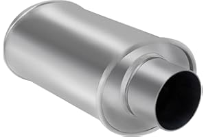 Floshine 3'' Stainless Steel Resonator, 3'' inlet/outlet, Universal 13.8'' Overall Straight Through Design Exhaust Resonator