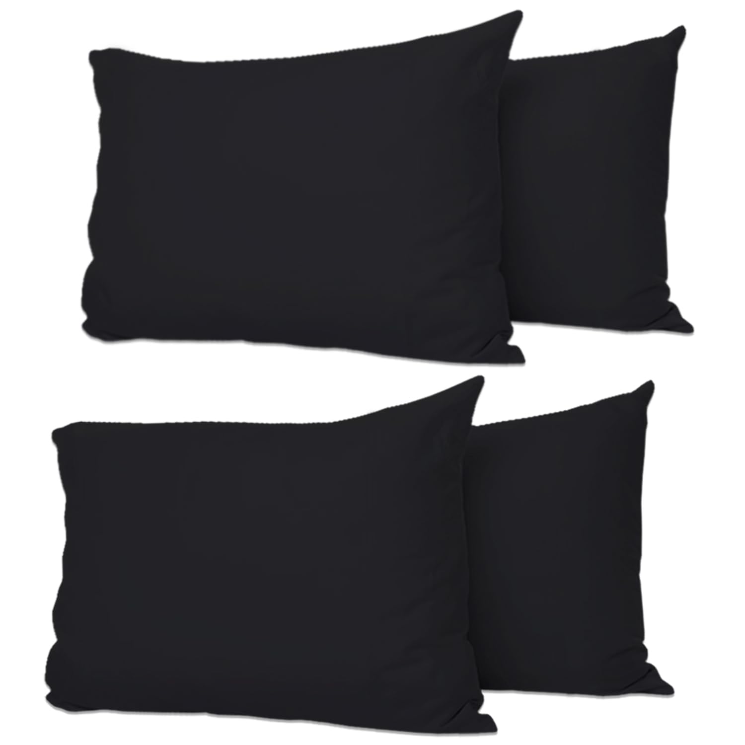 Pillow Cases 4 Pack Black, Soft & Breathable 100% Brushed Microfiber Pillowcase. Anti-Allergic & Machine Washable with Secure Envelope Closure, Multicolor, UK Size 50 × 75 cm