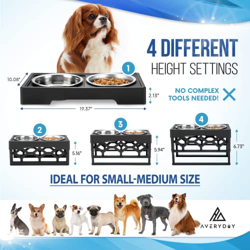 AVERYDAY Small Elevated Dog Bowl Set Includes 2 Dog Food and Water