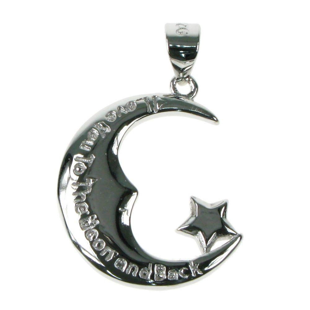 Crescent Moon Engraved With 'I Love You To The Moon & Back' - 925 Sterling Silver - Pendant with 18" Chain - Gift Boxed