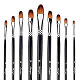 AMAGIC 6PCS Hog Bristle Flat Tipped Brushes for