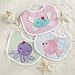 Baby Aspen, Beach Buddies 3-Piece Bib Gift Set, Pink/Purple/Green, 0-9 Months