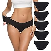 Wealurre Seamless Underwear for Women No Show Panties Soft Stretch Hipster Bikini Underwears 5-Pack