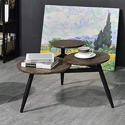 Aingoo Small Coffee Table Round Mid Century Vintage Steel Frame Side Table End Table For Living Room Brown Buy Online At Best Price In Uae Amazon Ae