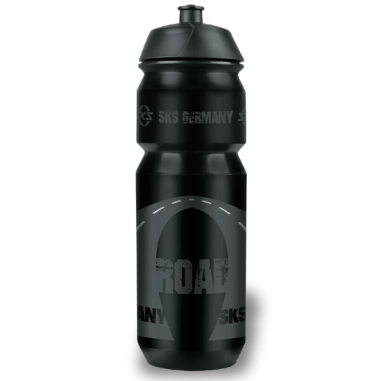 SKS GERMANY ROAD BOTTLE LARGE 750 ml drinking bottle in cool road design (bike accessory for all common bottle cages, leak-proof push-pull valve, ergonomic shape, removable lid)