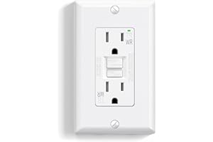 ELEGRP Outdoor GFCI Outlet 15 Amp, Self-Test GFI Electrical Outlet with Narrow Design, Tamper Resistant GFCI Receptacle with LED Indicator, UL Listed, White, Wall Plate Included, 1 Pack