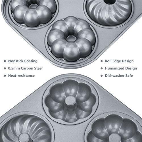 Donut Baking Pans, NonStick 6Cavity With 3 Different Style Donut Pan