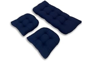 3 Piece Set of Wicker Waterproof Chair Cushions Outdoor/Indoor Patio Chair Loveseat Cushion Sets & 1 Loveseat Bench Cushion 4