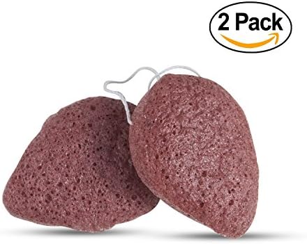 SHARPSWISS French Red Clay Konjac Sponge Safe For Dry/Sensitive/Mature Skin Set of 2 Pcs