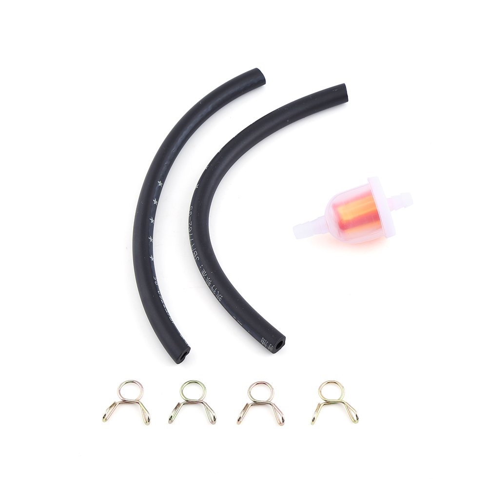 Keenso Motorcycle Inline Fuel Filter Kit, Universal 6mm Motorbike Fuel Gasoline Oil Filter and Black Petrol Oil Pipe Fuel Lines and Clips for Mini Moto Dirt Bike ATV Quad
