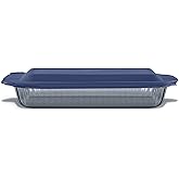 Pyrex Colors Tinted (9x13) Glass Baking Dish with BPA-Free Lid, Oblong Bakeware Glass Pan For Casserole & Lasagna, Dishwasher