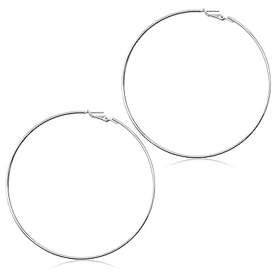 Amazon Com 4 Fashion Large Silver Hoop Earring Ear