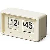 mooas Newtro Flip Desk Clock, Battery Powered, Wall/Desk (Cream) | Retro Design Auto Flip, Automatic Turning Vintage Flip, AM/PM, Home Decor Ideal for Home Office Living Room Hotel Caf&eacute;