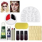 UNOMOR Halloween Makeup Kit with Fake Blood and Glow in Dark Nails for Witch Vampire Makeup