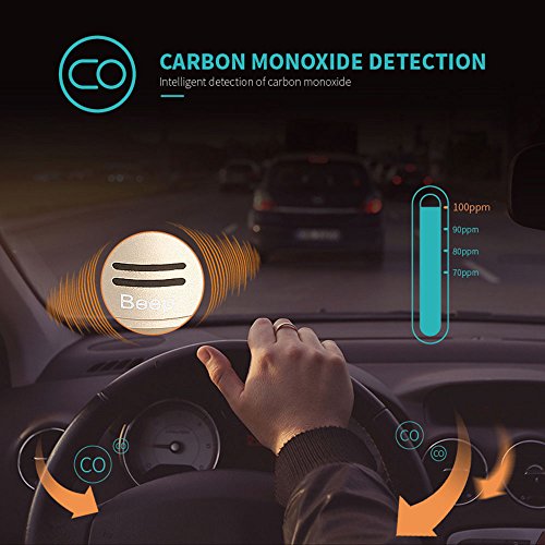 SOLOLIFE Multi-Function Car Carbon Monoxide Detector, Fast Car Charger, Quick Charge 3.0 Adapter, CO Alarm Detector with Safety Emergency Escape Hammer(Gold) - Thumbnail 7
