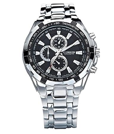 Curren Analogue Silver and Black Dial Mens Watch (CRN)