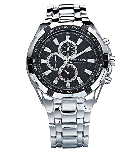 Curren Analogue Silver and Black Dial Mens Watch (CRN)