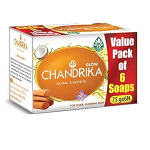 Chandrika Sandal & Saffron for Clear and Glowing Skin 75g (Pack of 6)