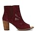TOMS Women's Majorca Peep Toe Bootie Oxblood Suede Perforated Boot 8 B (M)